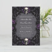 Invitation Boho gothique foncé violet Mariage crâne floral (Debout devant)