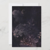 Invitation Boho gothique foncé violet Mariage floral (Dos)