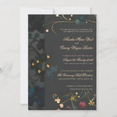 Invitation Boho gothique gris foncé Abstrait Mariage floral I (Devant)