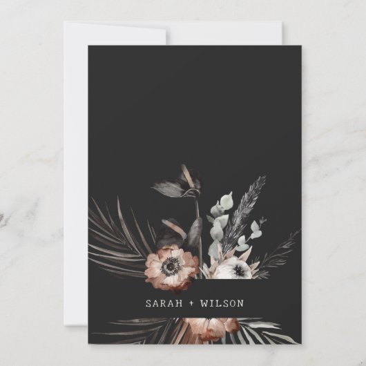 Invitation Boho Gothique Rouille Noir Botanique Couples Douch (Dos)