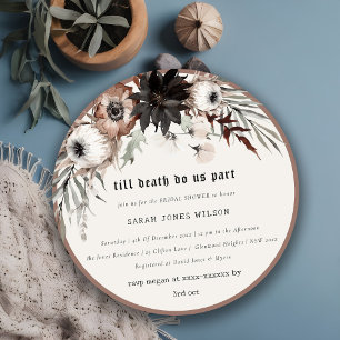 Invitation Boho gothique rouille Noir Fête des mariées botani