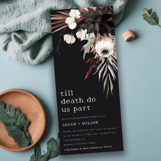 Invitation Boho gothique rouille Noir Fiançailles botanique