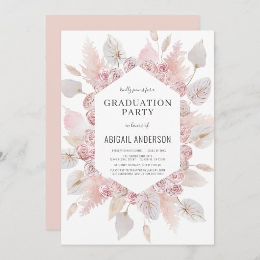 Invitation Boho Graduation Class of 2023 Party Card (Devant / Derrière)