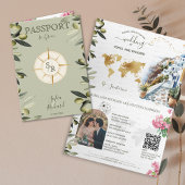 Invitation Boho Grèce Destination Mariage Passeport QR Code I