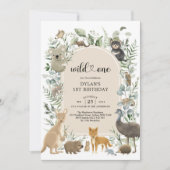 Invitation Boho Green Animaux australiens Wild Un Anniversair (Devant)