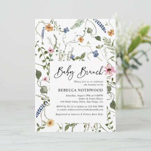 Invitation Boho Green Baby Brunch Douche (Debout devant)