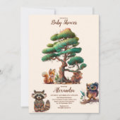 Invitation Boho Green Baby shower d'animaux de bois (Devant)