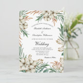 Invitation Boho Green Botanical Green Mariage blanc (Debout devant)