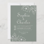 Invitation Boho Green Destination Floral Mariage avant arrièr (Devant)