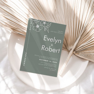 Invitation Boho Green Destination Floral Mariage officiel