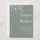 Invitation Boho Green Destination Floral Mariage officiel (Devant)