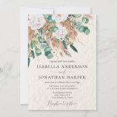 Invitation Boho Green et Beige Eucalyptus Pampas Mariage (Devant)