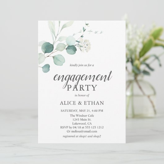 Invitation Boho Green Eucalyptus (Debout devant)