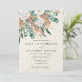 Invitation Boho Green Eucalyptus Beige Pampas Mariage photo (Debout devant)
