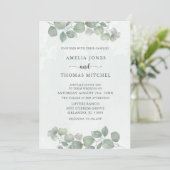 Invitation Boho Green Eucalyptus Mariage aquarelle (Debout devant)