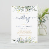 Invitation Boho Green Eucalyptus Mariage Dusty Blue (Debout devant)