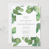 Invitation Boho Green Eucalyptus Mariage Feuille (Devant)