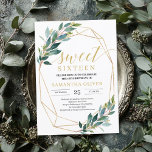 Invitation Boho Green eucalyptus or cadre sweet sixteen<br><div class="desc">Boho Greenery eucalyptus cadre or sweet sixteen invitation,  Contactez-moi pour les articles correspondants ou pour la personnalisation,  Roses Blush ©</div>