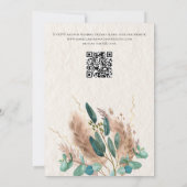 Invitation Boho Green Eucalyptus Pampas Grass QR Code Mariage (Dos)