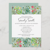 Invitation Boho Green Feuilles et Fêtes des mariées Fleurs sa (Devant / Derrière)