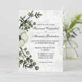 Invitation Boho Green Floral Berries Mariage damassé (Debout devant)