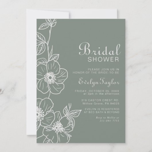 Invitation Boho Green Floral Brive (Devant)