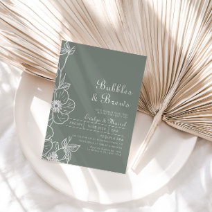 Invitation Boho Green Floral Bubbles & Brews Brive