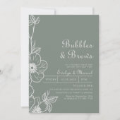 Invitation Boho Green Floral Bubbles & Brews Brive (Devant)
