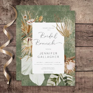 Invitation Boho Green Floral Grass Bridal Brunch