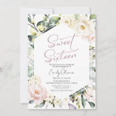 Invitation Boho Green Floral Photo Frame Sweet 16 (Devant)