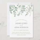 Invitation Boho Green Foliage Eucalyptus Mariage (Devant)