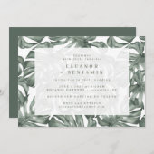 Invitation Boho Green Monstera Feuilles tendance tout en un (Devant / Derrière)