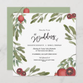 Invitation Boho Green Pomegranate Feuille Moderne Botanique (Devant / Derrière)