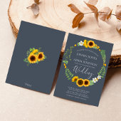 Invitation Boho Green Sunflower Royal Blue Mariage