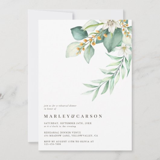 Invitation Boho Greenery Eucalyptus Wedding Rehearsal Dinner (Devant)