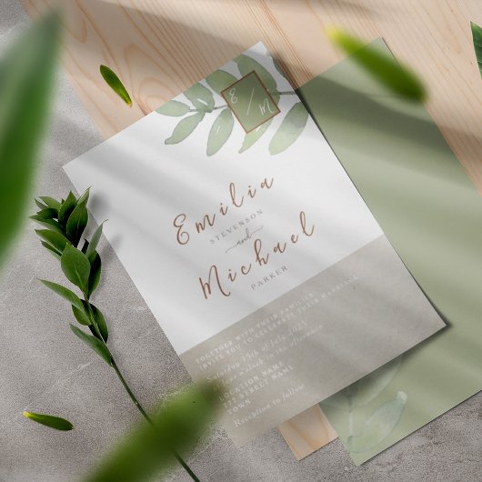 Invitation Boho Greenery Mariage botanique