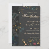 Invitation Boho gris foncé Moody Abstrait Floral Handfasting (Devant)