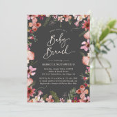 Invitation Boho Gris moderne Fleurs sauvages Bébé Brunch Douc (Debout devant)