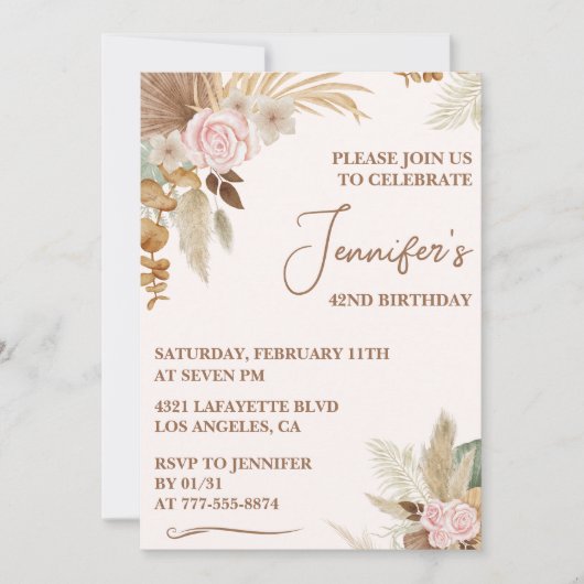 Invitation Boho Groovy Wildflower Fantaisie 42e anniversaire (Devant)