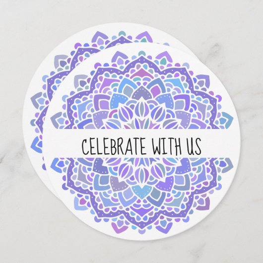 Invitation Boho Gypsy Purple Mandala (Devant / Derrière)