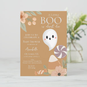 Invitation Boho Halloween Baby shower mignon Fantôme Dusty Or