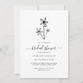Invitation Boho Hand Drawn floral Minimalist Bridal Shower (Devant)