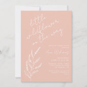 Invitation Boho Hand-drawn Wildflower Blush Pink Baby Shower (Devant)
