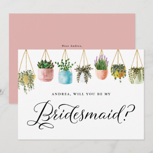 Invitation Boho Hanging Plantes Serez-Vous Ma Femme D'Accueil (Devant / Derrière)