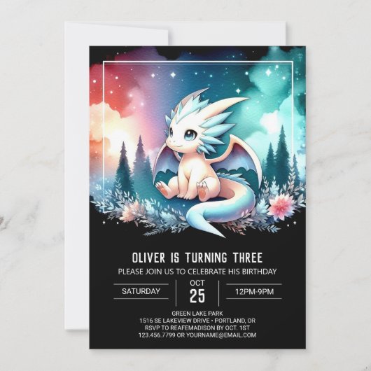 Invitation Boho Happy Dragon Anniversaire (Devant)
