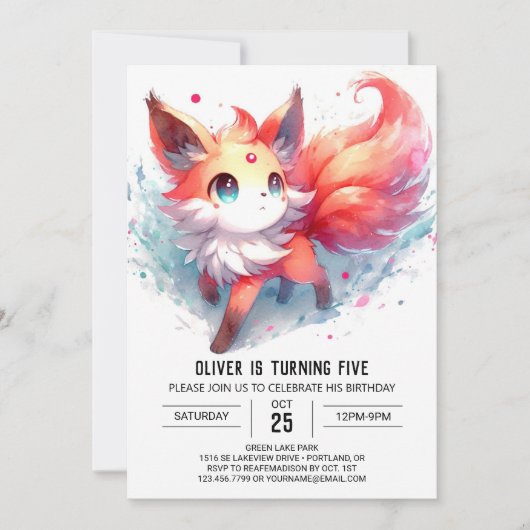 Invitation Boho Happy Fox Anniversaire (Devant)