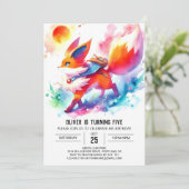 Invitation Boho Happy Fox Anniversaire (Debout devant)