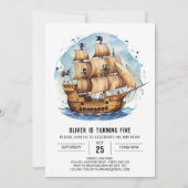Invitation Boho Happy Sails Pirate Anniversaire (Devant)
