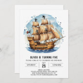 Invitation Boho Happy Sails Pirate Anniversaire (Devant / Derrière)