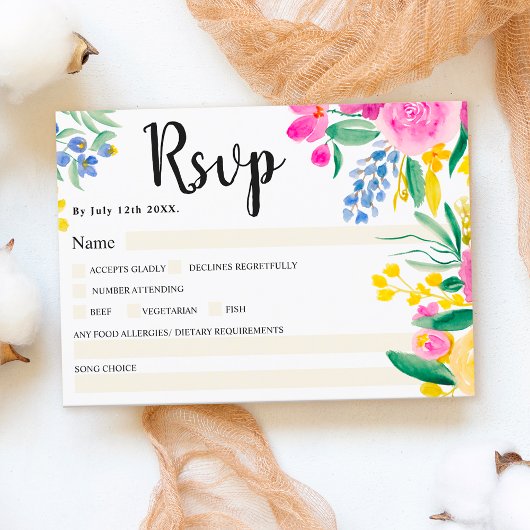 Invitation Boho harde fleurs sauvages printemps rose mariage